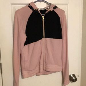 PINK black and pink full zip hoodie